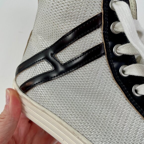 Women's Hogan Rebel R182 High Top Sneakers, Black Leather/SIiver Sequin, Size 36 - Picture 12 of 15